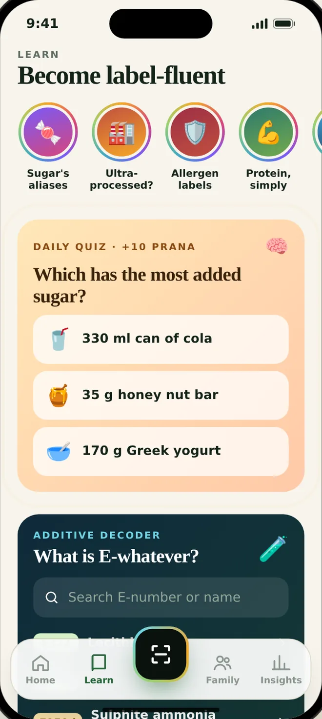 Prano app screen: learn as you go