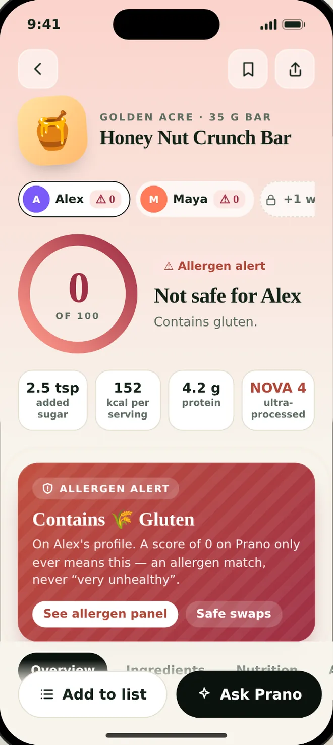 Prano app screen: a number that is yours
